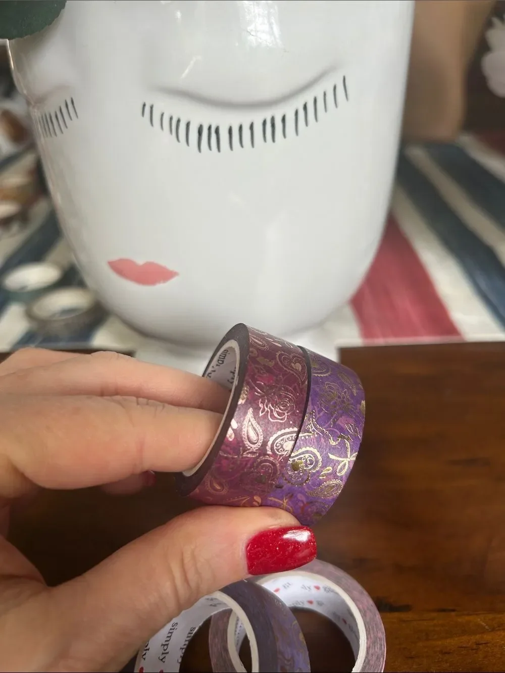 Simply Gilded floral  Decorative Washi Tape Set Pink & Purple set of 4 like new
